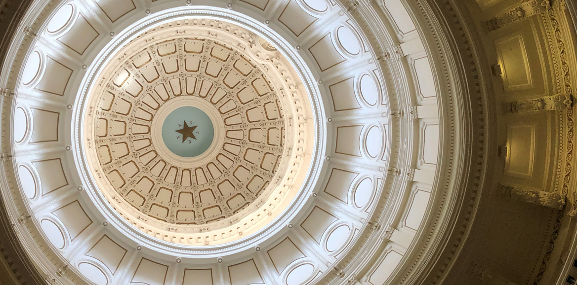 View of the inside of the dome of the Texas State Capital