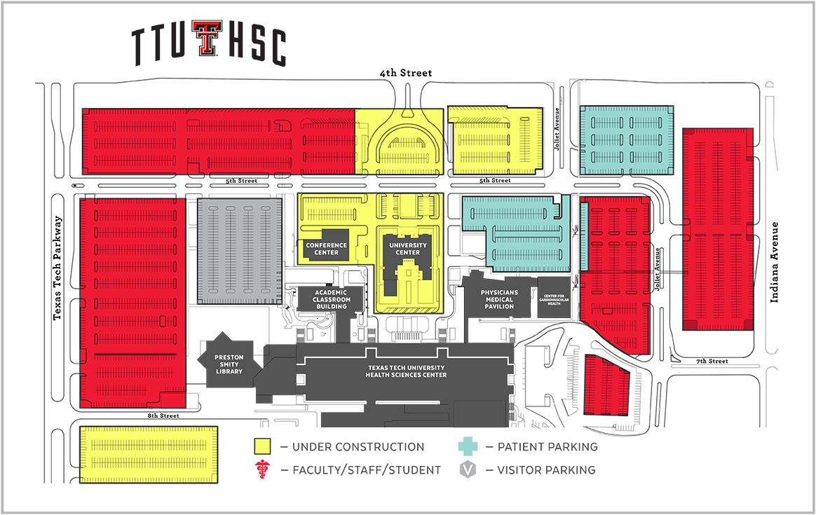 Parking Map of TTUHSC Lubbock campus