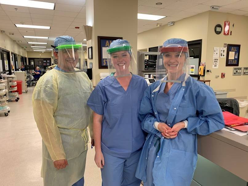 nurses with 3d printed ppe